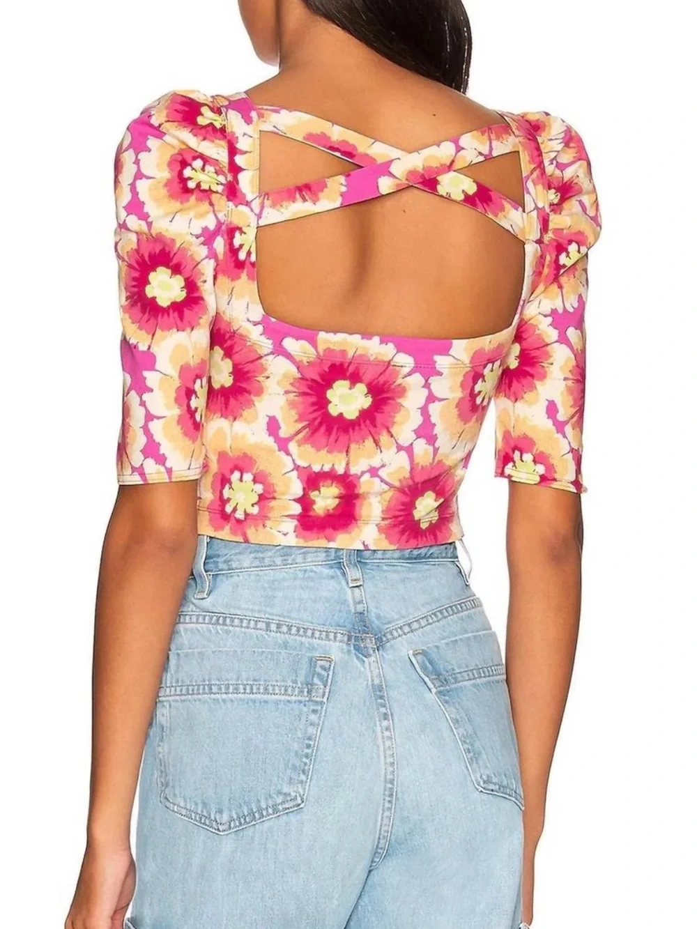 Free People Give Me More Floral Crop Top Boho Summer Festival Y2K 90s Size XS